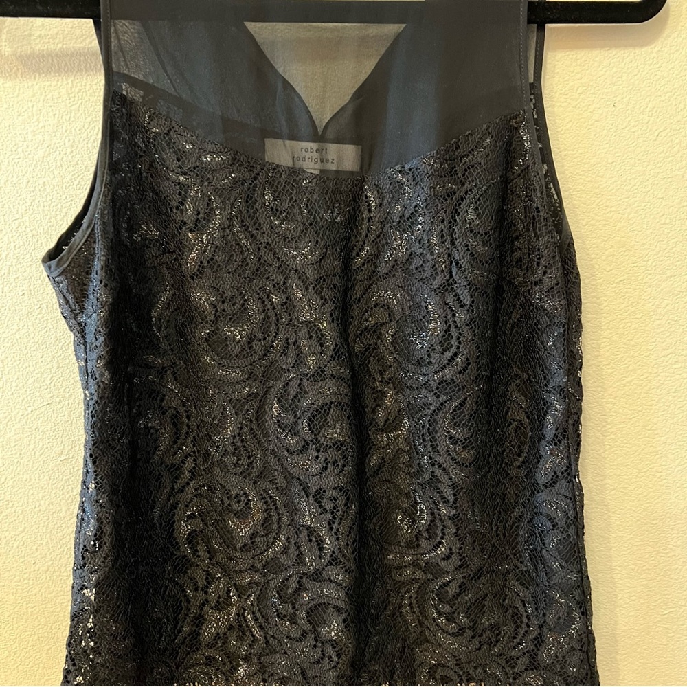Robert Rodriquez black tank with lace cover and lining size 2